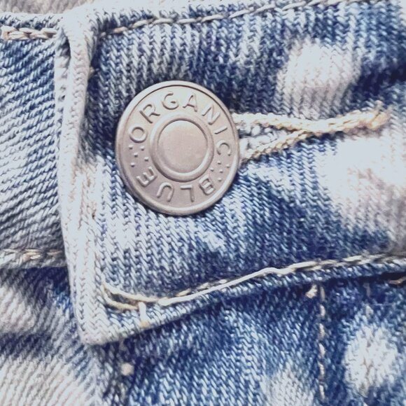 Organic Blue-Tie Dye-Distressed Jean/Denim Shorts-100% Cotton-Size 5/27-Bl/White - Picture 8 of 11